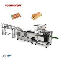 Machine d'emballage de biscuits à une rangée et multi-pièces sur bord, modèle YC420WT, avec serrage flexible, entièrement servo, sans plateau, type flow packer