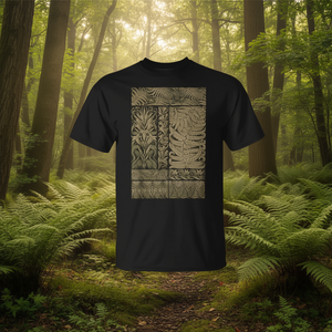 T-shirt vintage à motif de plante botanique Fern pour homme, noir, 100% coton - Product Image 3