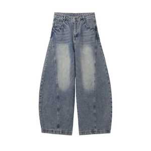 Jeans a <span class=keywords><strong>palloncino</strong></span> in cotone 100% personalizzati di alta qualità per uomo moda Streetwear con <span class=keywords><strong>pantaloni</strong></span> larghi e stile lavato per l'inverno - Product Image 2