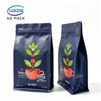 Sachet de café en aluminium imprimé sur mesure avec valve et fermeture éclair pour grains de café, poudre, café moulu, snacks instantanés, qualité alimentaire, haute barrière