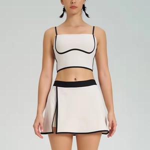 Ensemble de <span class=keywords><strong>golf</strong></span> 2 pièces respirant imprimé pour femmes, vente en gros, comprenant un short taille basse et un crop top rembourré sans manches, style robe de tennis, avec fermeture frontale - Product Image 5