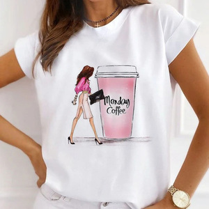 Camiseta Lisa barata para mujer, camiseta informal de manga corta con cuello redondo y estampado lavable elástico de calidad para chicas hermosas - Product Image 2