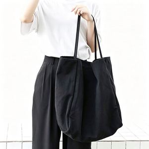Wholesale Soft Vintage Shoulder Travel <b>Large</b> Capacity Custom Printed Logo Casual Beige Blank Cotton Canvas Tote <b>Shopping</b> <b>Bag</b> - Product Image 3