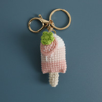 Porte-clés en crochet faits main en forme de mini-crèmes glacées, fruits tricotés : pastèque, orange, fraise, kiwi