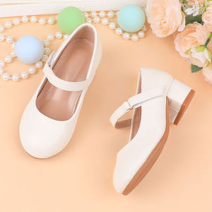 Nuove Scarpe da Ballo Estive per Ragazze, Bianche con Perle, Stile Principessa, per Spettacoli Scolastici e Feste, con Velcro, Tacco Alto Leggero, Modello Mary Jane - Product Image 1