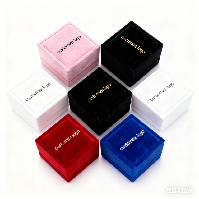 Luxury Personalized Custom Logo Velvet Jewelry Ring Necklace Accessories Storage Box