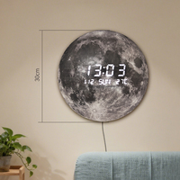 Horloge numérique ronde à LED avec affichage électronique de grande taille, lumière néon, pour la maison, la décoration artistique, le bureau, le mur, avec température