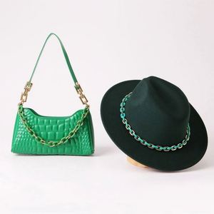 Venta al por Mayor 2023, Nuevo Diseño, Conjunto de Sombrero Fedora Blanco y Bolso para Mujer - Product Image 3