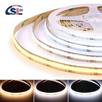Bande lumineuse COB CCT 12V 24V DC à 2 fils, 576 LED/m, ruban flexible haute densité, double blanc, lampe à ruban 8mm PCB avec indice de protection IP68