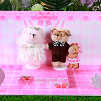 Boneka Beruang Teddy Pink Lucu dengan Gaun Pengantin Renda Putih Elegan, Boneka Pernikahan yang Dapat Dikustomisasi untuk Hadiah Pernikahan