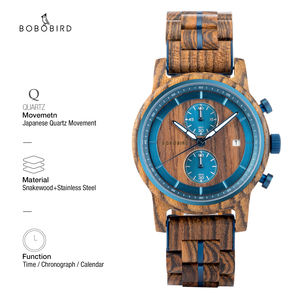 นาฬิกาไม้สั่งทำโลโก้คุณภาพสูง จัดส่งรวดเร็ว ดรอปชิปปิ้ง นาฬิกาควอตซ์ผู้ชายแบบกลไก นาฬิกาไม้ยูนิเซ็กซ์ <span class=keywords><strong>3</strong></span> สี 44 มม. - Product Image 3