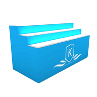Nouvelle arrivée : Table de présentation sans cadre en aluminium avec éclairage LED, promotion SEG à 3 niveaux pour expositions, salons professionnels et équipements commerciaux