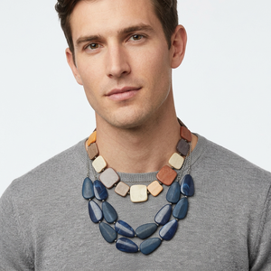 <b>Resin</b> <b>Craft</b> Beaded Necklace Irregular Shape Multi Color Statement Jewelry for Men Fashion Artistic Design - Product Image 1