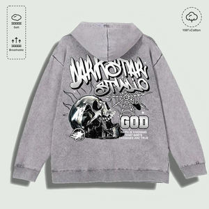 100% Cotton Washed "<strong>Dark</strong> <strong>Star</strong> Studio Skull God Faith" Graphic Hoodie, Multi - Colors - Product Image 2