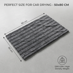Serviette de séchage automobile professionnelle en microfibre hybride torsadée 1200 GSM, en polaire corail rayée double face pour le detailing automobile - Product Image 2