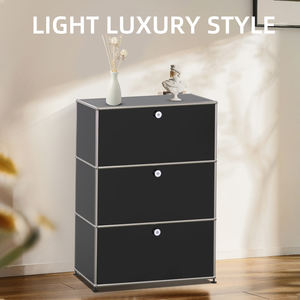 เฟอร์นิเจอร์โมดูลาร์สีดำ: ตู้ไซด์บอร์ด, ตู้ลิ้นชักสามบาน, เฟอร์นิเจอร์สแตนเลสสตีลแบบกำหนดเองได้ - Product Image 4