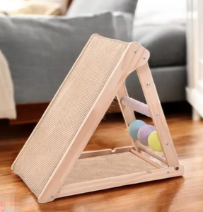 थोक बिक्री फोल्डेबल लकड़ी की बिल्ली खरोंच लाउंज बिल्ली रैंप आरामदायक घोंसले इनडोर लकड़ी के फ्रेम सिसल बिल्ली खरोंच - Product Image 4