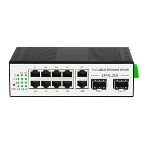 Gigabit PoE industriale a 8 porte e 2 Switch poe Ethernet su guida Din SFP a fibra ottica