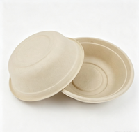 Bol à salade rond en bagasse de canne à sucre biodégradable Sumkoka 24oz 32oz, jetable, compatible micro-ondes, qualité alimentaire, avec couvercle