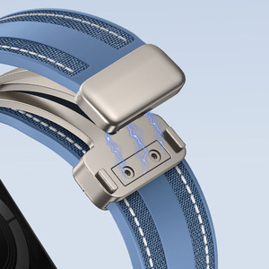 लक्जरी प्रतिस्थापन खेल रबर + कैनवास घड़ी बैंड 42/44/45/49 मिमी सिलिकॉन घड़ी स्ट्रैप चुंबकीय तह बकल 46 मिमी - Product Image 4