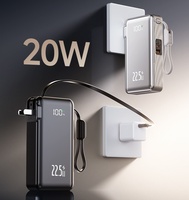 Power Bank Layar Digital Elektroplating Pengisian Daya Super Cepat 22.5W Kapasitas Besar 30000mAh dengan Kabel Plug Terintegrasi