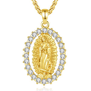 Pendentif Sainte Vierge Marie de Merryshine, amulette chrétienne, zircone cubique, médailles religieuses, collier avec verset biblique - Product Image 1