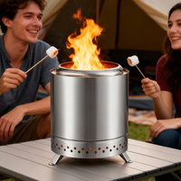Brasero de table portable de 9 pouces en acier inoxydable avec surface peinte, poêle à bois sans fumée, barbecue au charbon de bois pour camping et patio