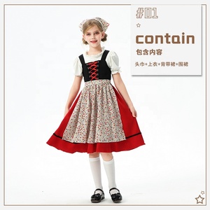 Robe traditionnelle bavaroise Dirndl filles Costume <span class=keywords><strong>Oktoberfest</strong></span> ferme européenne femme de chambre <span class=keywords><strong>tenue</strong></span> folklorique allemande - Product Image 6