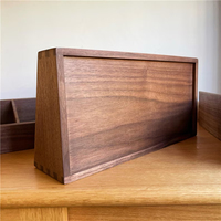 Boîte de rangement personnalisée en noyer noir, plateau de rangement à compartiments en bois massif, organisateur fait main, boîte à mortaises et tenons