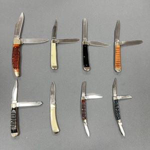 Dual-Blade Folding <strong>Knife</strong> Mirror Polished Blade Utility <strong>Knife</strong> Cattle <strong>Bone</strong> Stag <strong>Handle</strong> Brass Holster Custom Engraved Trapper <strong>Knife</strong> - Product Image 2