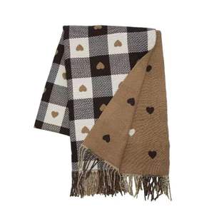 2025 <strong>New</strong> Autumn Winter Thickened Warm Korean Version Versatile Heart Plaid Knitted <strong>Shawl</strong> Scarf - Product Image 5
