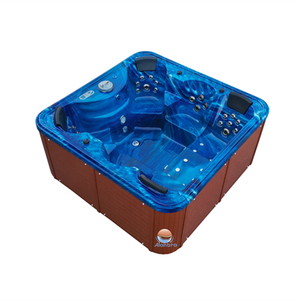 Spa de jardin rectangulaire moderne autoportant de haute qualité pour 6 à 7 personnes avec bain à remous, cascade, hydromassage et drain. - Product Image 1