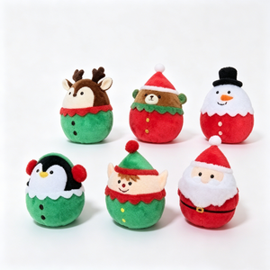 Custom Assorted <b>Holiday</b> Character Mini Plush Ornaments, Christmas Egg Shaped Stuffed Plush Figure Bundle - Product Image 1