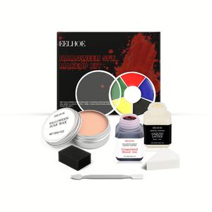 EELHOE Kit de Pintura Facial para Halloween, Efectos Especiales, Cera para Modelar <span class=keywords><strong>Cicatrices</strong></span>, con Maquillaje SFX de Acero Inoxidable - Product Image 1