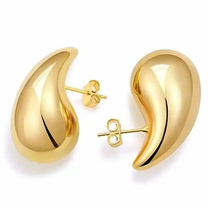 fashion 925 silver earring jewelry women 925 sterling silver earrings punk hollow water drop peas shape gold plated stud earring