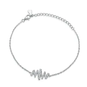 Classic daily wear bracelets suppliers cubic zirconia wave shaped 925 silver bracelet casual birthday gift