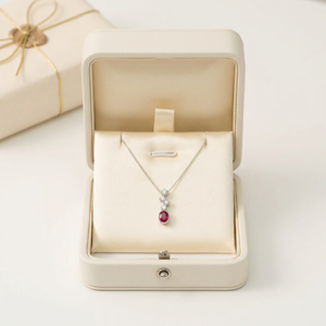 Últimos Productos: Collar con Colgante de Oro Blanco Sólido de 18K Hecho a Mano con Diamantes Naturales Reales y Rubí Rojo Color Sangre de Pichón - Product Image 2