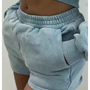 Ensemble short 2 pièces pour femmes survêtements courts zippés en coton vierge personnalisé deux pièces pour femme - Product Image 2