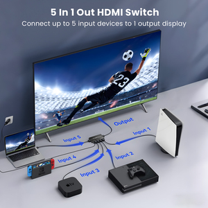 SYong สวิตช์ HDMI 5 In1เอาต์พุตคุณภาพสูงสำหรับ4K60Hz HDMI2.0 HDCP2.2ที่มี3D IR Dolby Vision สามารถใช้งานได้กับ Xbox PS4 Apple <span class=keywords><strong>TV</strong></span> และ PC - Product Image 6