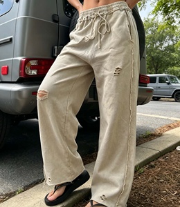 Pantalones Deportivos Personalizados de Felpa Gruesa, Pantalones Deportivos Vintage con Cintura Elástica y Cordón Ajustable para Hombre - Product Image 3