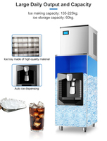 Machine à glaçons et distributeur de glace commerciale à refroidissement par air avec moteur de compresseur et engrenage - Capacité de production de glace de 120 kg