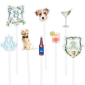 Bastoncini Personalizzati con Foto di Animali Domestici, Agitatori per Cocktail in Acrilico Trasparente, per Matrimoni - Product Image 1