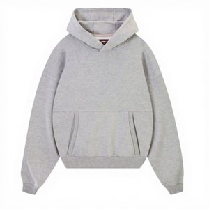 เสื้อฮู้ดดี้ผู้ชายทรงโอเวอร์ไซส์ สีเทา แบบสวมหัว ผ้าสเวตเชิ้ตเรียบง่าย มีกระเป๋าจิงโจ้ - Product Image 1