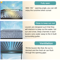 Pergola moderne en aluminium thermolaqué à lames orientables, pavillon de jardin extérieur, gazebo avec caractéristiques imperméables et résistantes au vent, tailles personnalisées