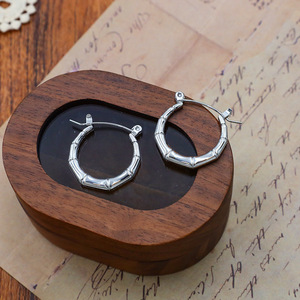 Hoop Earrings Gold Stainless Steel Bamboo Joint Style For Women Fashion Jewelry - Product Image 3