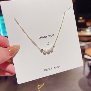 2022 collier Danty en acier au titane à la mode pour femmes avec chaîne à maillons de perles baroques en or rose-pour fiançailles de mariage ou cadeau - Product Image 1