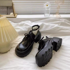 British High-End Retro <b>Style</b> Women's <b>Walking</b> <b>Shoes</b> Four Seasons Casual Wear with Thick Heel - Product Image 2