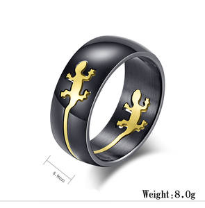 Anillo de lagarto de plata personalizado de acero inoxidable, <span class=keywords><strong>Gecko</strong></span> de oro negro para mujeres y hombres - Product Image 6