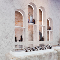 Vitrine de présentation de bijoux en marbre avec éclairage LED, design intérieur de magasin de bijoux de luxe, écologique