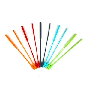 Yüksek elastikiyet çok renkli silikon fırça gıda sınıfı silikon saman temiz fırça, uzun boylu ve ince silikon fırça